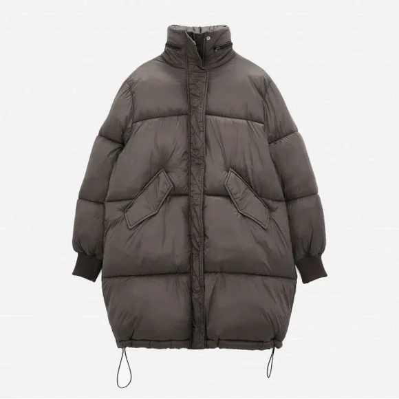 ZARA | Water Repellant Taupe Grey Oversized Women’s Puffer - Picture 4 of 4